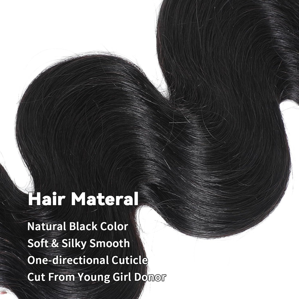 15A Raw Indian Human Hair Bundles Body Wave Bundles Human Hair,Triple Lifespan Virgin Remy Hair,No Tangle Shedding,Keep Texture Silky Soft After Multiple Washes (3 Bundles Natural Black, 16 16 16)