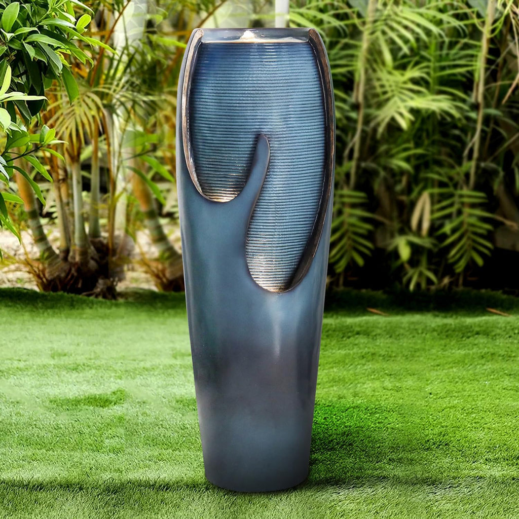 Naturefalls 38.7' H Modern Outdoor Fountain - 4-Tiered Outdoor Garden Fountains with Contemporary Design&LED Light for Garden, Patio, Deck, Porch, Backyard and Home Art Decor