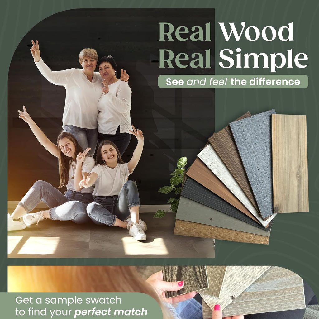 TIMBERCHiC 100% Reclaimed Wood Wall Planks - Made in USA - Peel-and-Stick Wall Panels for Interior Decor - DIY Accent Wall Panels, Black Ice (5' x 10 Sq Ft)