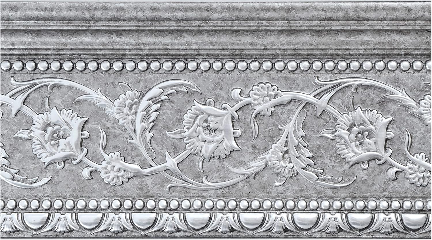 6-Piece Crown Molding Crown Decor Set, Molding Trim for Walls, 92 Inches, Grey and Silver