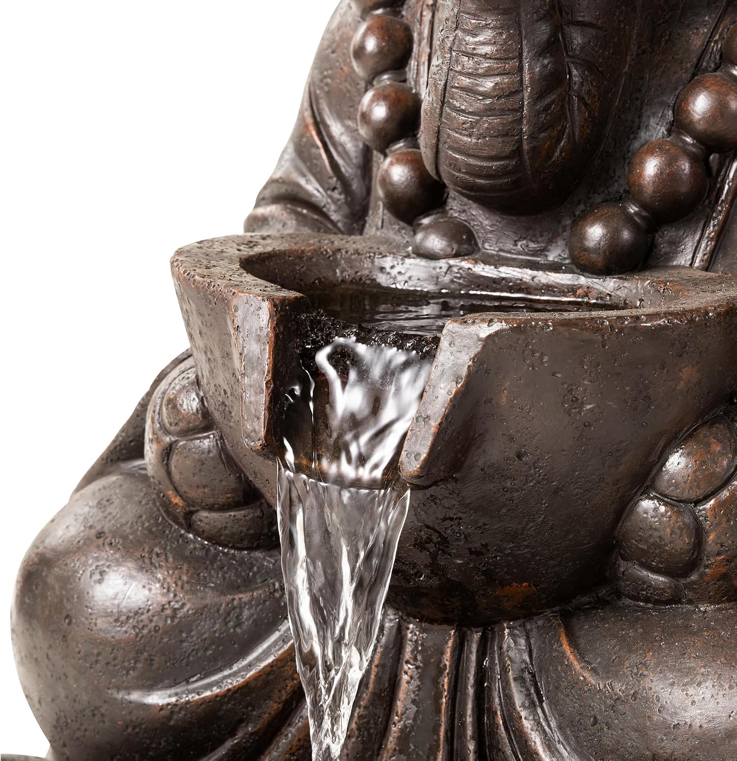 Glitzhome Outdoor Fountains, Water Fountains Outdoor with Lights&Pump, 21.75' H 2-Tiered Zen-Style Bronze Polyresin Elephant Garden Fountain Floor Standing Waterfall for Patio, Porch, or Yard Decor