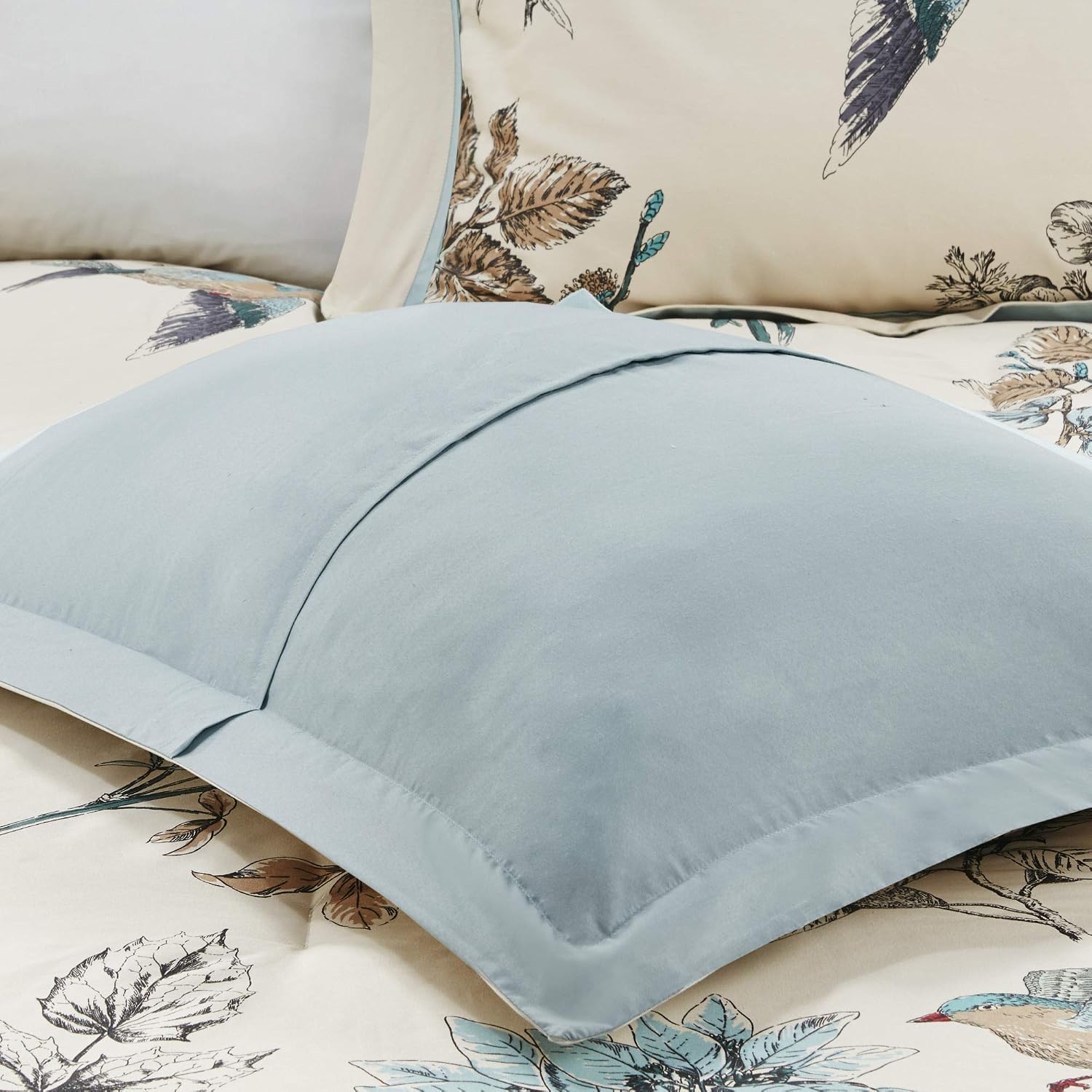 Madison Park Quincy Cozy Comforter Nature Scenery Design - All Season Bedding, Matching Bed Skirt, Decorative Pillows, Quincy, Leaf & Bird Khaki King(104'x92') 7 Piece