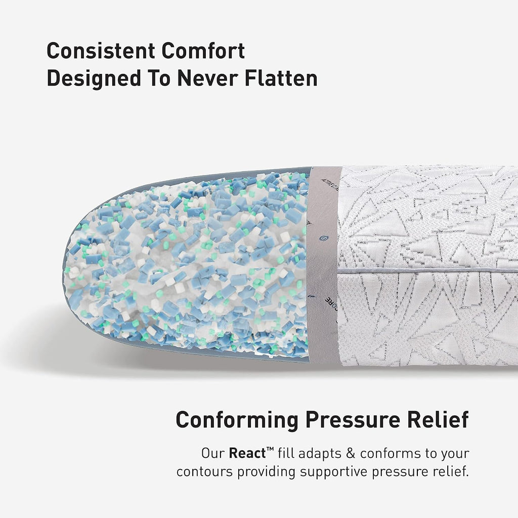 Bedgear Storm Performance Pillow – 0.0 - Cooling Bed Pillow for Hot Sleepers - Medium Firmness Pillow for All Sleep Positions, Washable & Removable Cover - 20' W x 26' L x 4.75' H