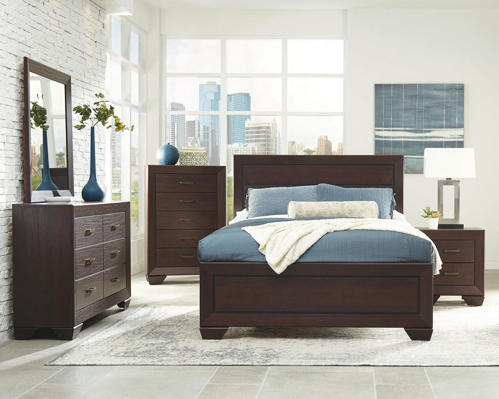 Coaster Home Furnishings Kauffman Transitional 5-Piece Bedroom Set Queen Size Panel Bed Frame 54-inch Headboard Dark Cocoa 204391Q-S5