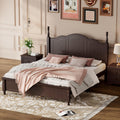 Merax Farmhouse Full Size Bed Frame with Tall Headboard, Wooden Retro Style Platform Bed with Headboard and Footboard, Wood Slats Support,No Box Spring Needed,Noiseless,Dark Walnut