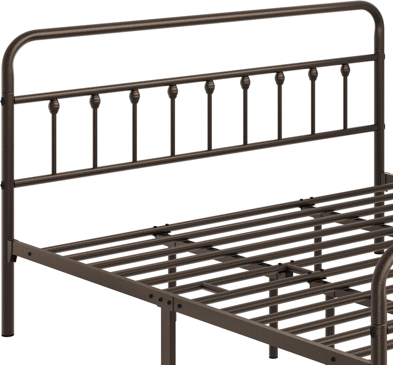 Topeakmart King Size Victorian Style Metal Bed Frame with Headboard/Mattress Foundation/No Box Spring Needed/Under Bed Storage/Strong Slat Support Bronze