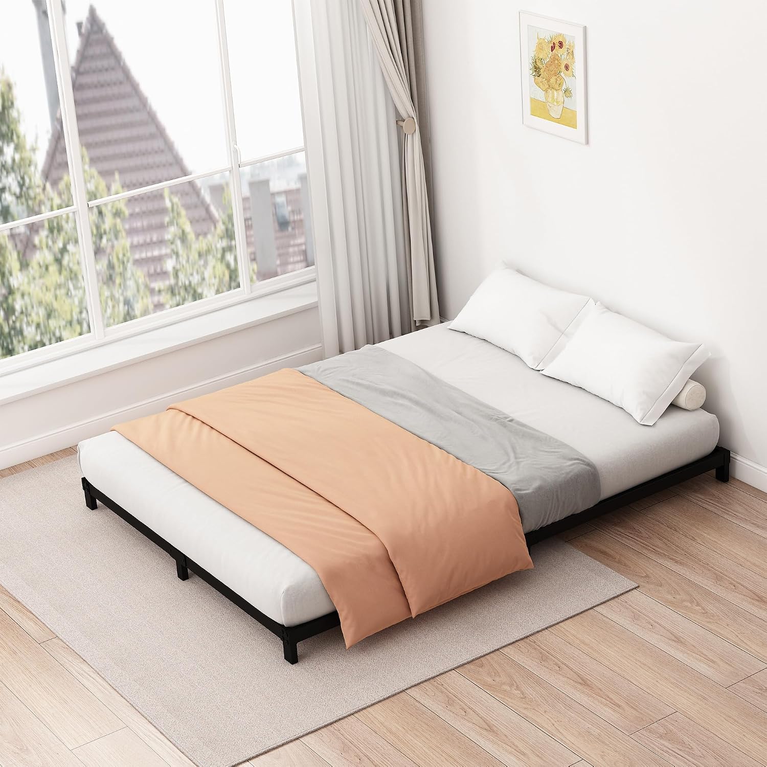 5 Inch Low King Bed Frame Heavy Duty Metal Platform, No Box Spring Needed, Easy Assembly Mattress Foundation, No Noise, Black