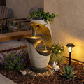 Bumilgar 2-Tier Bowl Water Fountain with LED Lights, 27.95' Tall Freestanding Outdoor & Indoor Garden Waterfall Fountain for Yard, Patio, Backyard, Floor Standing Home Decor