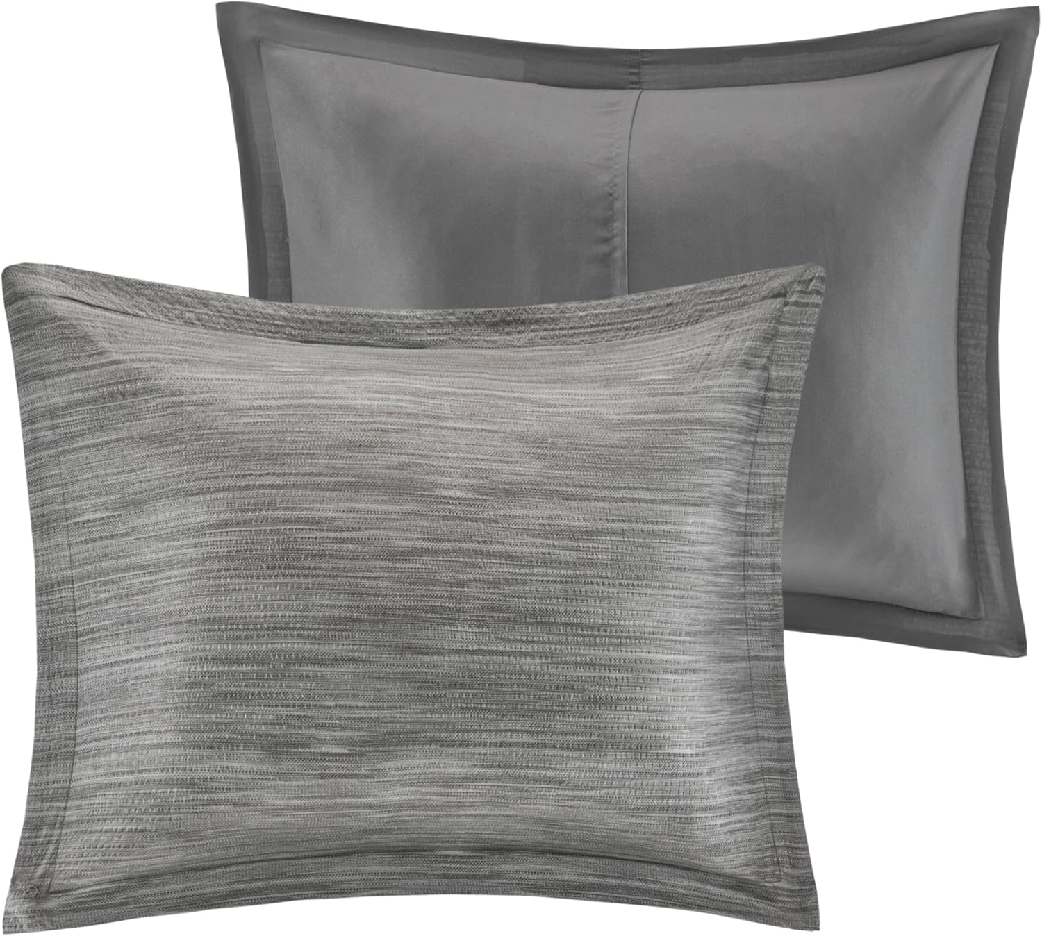 Madison Park Walter Comforter - Luxe Seersucker Print Design, All Season Down Alternative Bedding, Matching Shams, Bedskirt, Decorative Pillows, Grey King(104'x92') 7 Piece