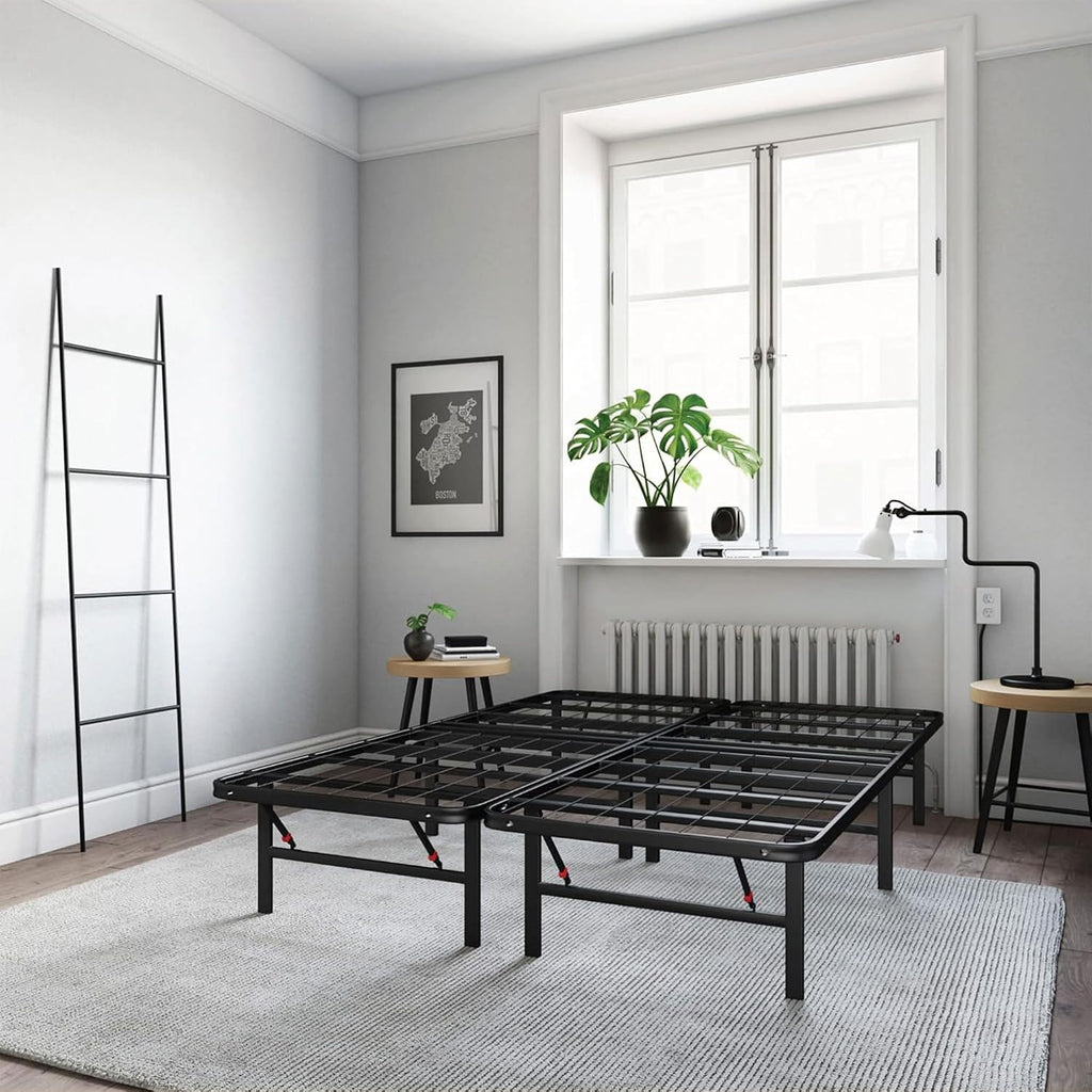 Hercules Folding Metal Bed Frame, 14 Inch Platform Mattress Foundation, Full