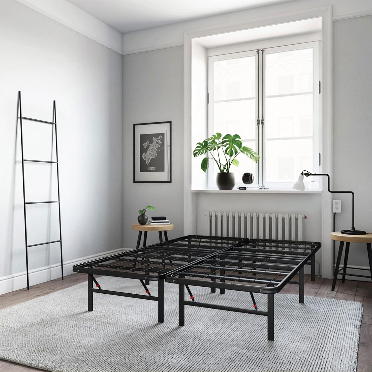 Hercules Folding Metal Bed Frame, 14 Inch Platform Mattress Foundation, Full