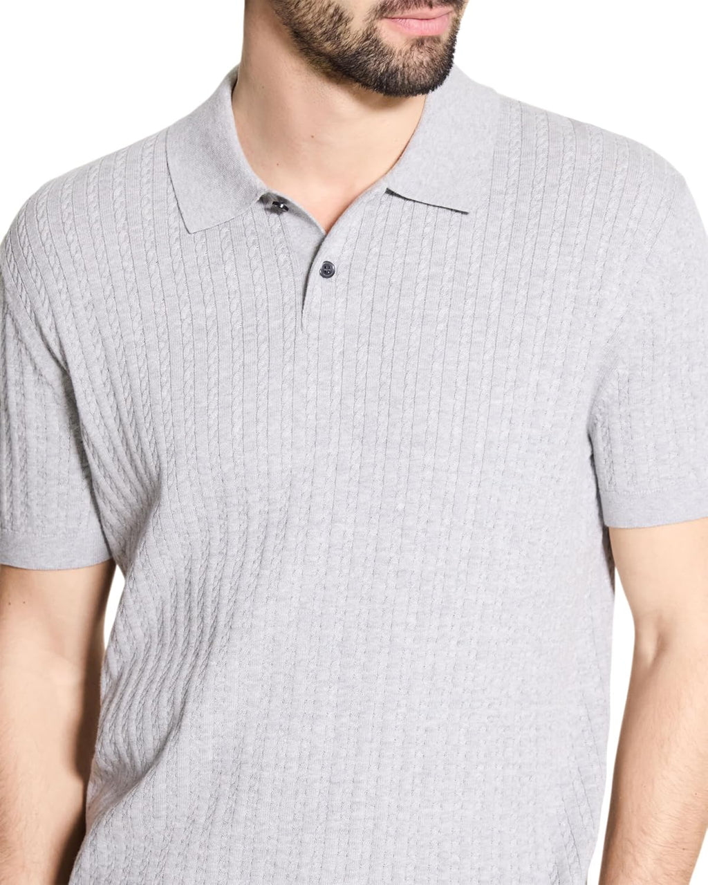 Theory Men's Short Sleeve Cable Polo in Eco Breach