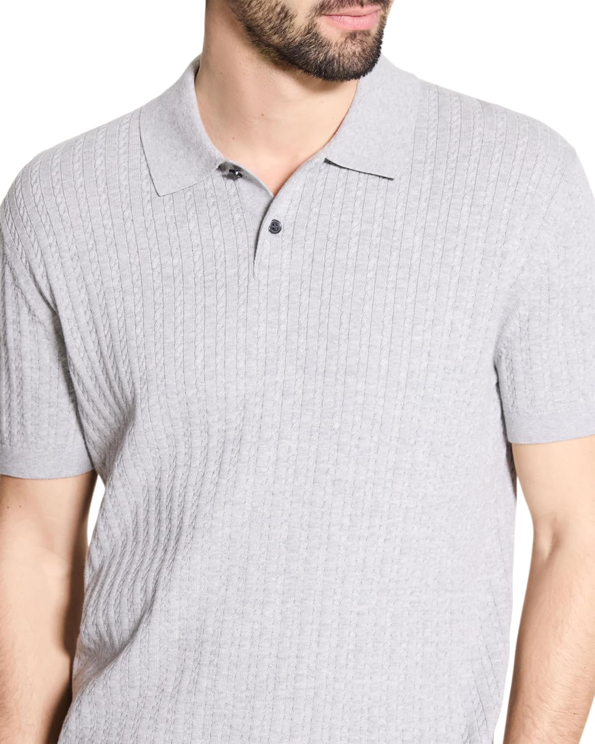 Theory Men's Short Sleeve Cable Polo in Eco Breach