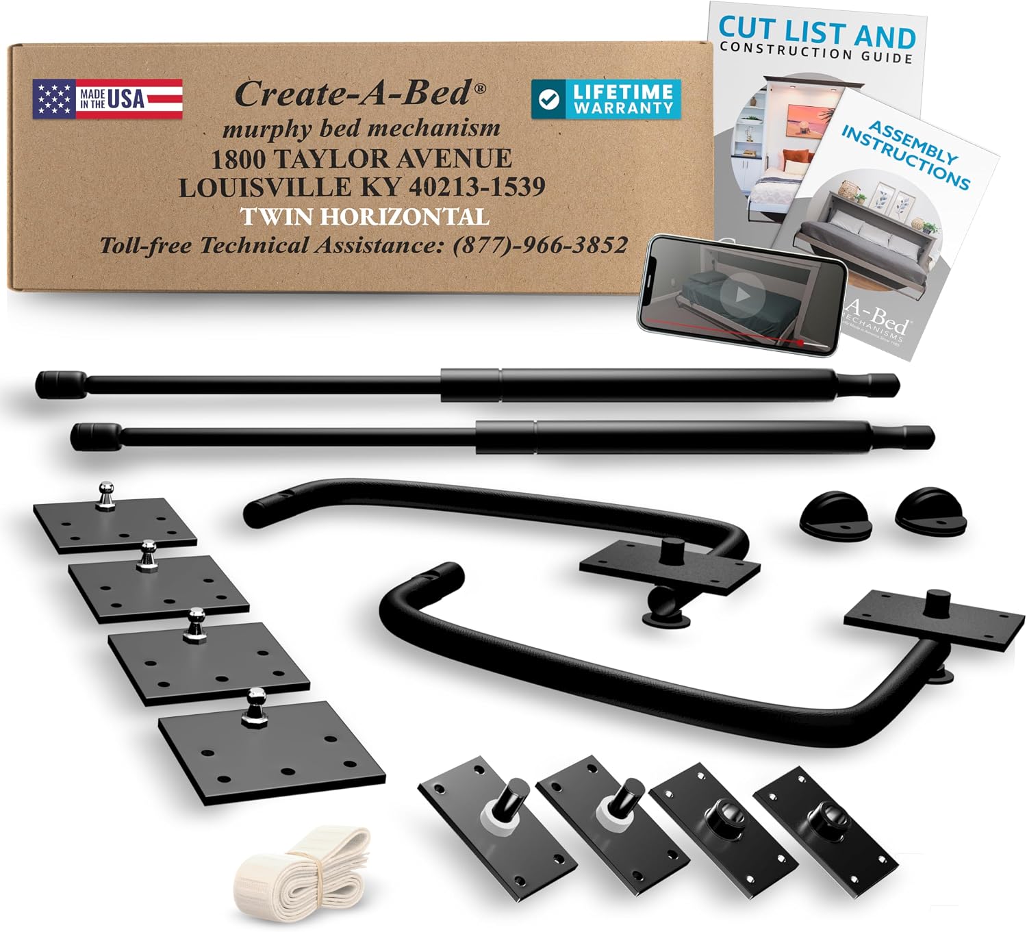 Create-A-Bed Twin Size Deluxe Murphy Bed Kit, Horizontal