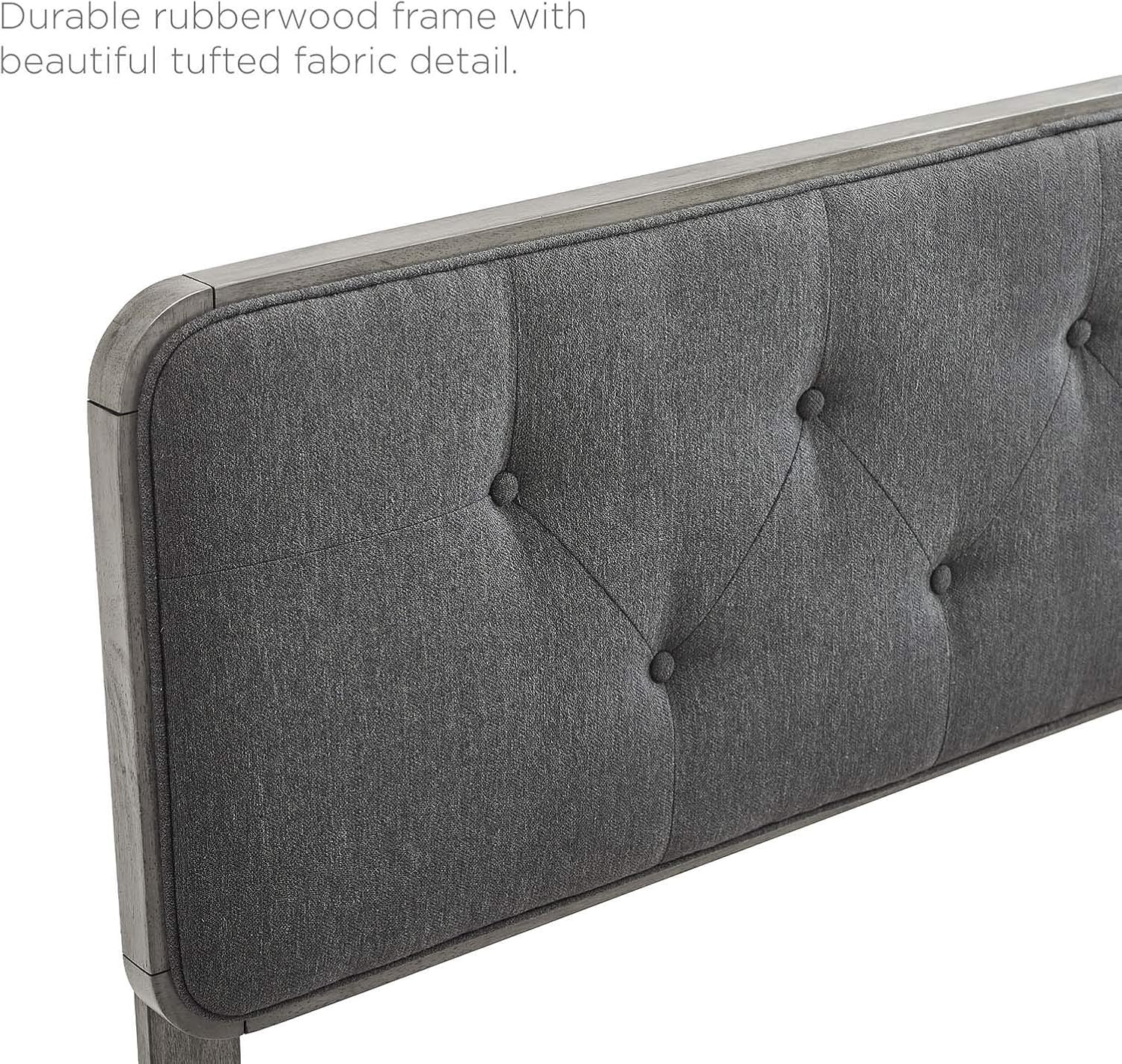 Modway MOD-6235-GRY-CHA Collins Tufted King Fabric and Wood Headboard, Gray Charcoal