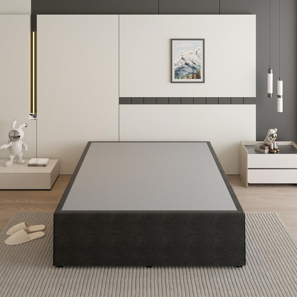 Cieemine 18 Inch California King Bed Frame with Black Bed Cover, Metal Cal King Bed Frame No Box Spring Needed, Heavy Duty Mattress Foundation, Easy Assembly, Noise Free