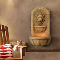 Royal Lion Head 29 1/2' High Large Italian Indoor Outdoor Decor Faux Stone Wall Fountain with Light LED Statue Waterfall Tiered Water Feature for Outside Garden Patio Yard Backyard - John Timberland