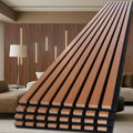 NeatiEase Wood Panels for Wall, 4-Piece 120' x 12.6' Soundproof Wood Slat Wall Panel for Interior Wall Decor Noise Cancelling, Acoustic Wall Panels, Sound Absorbing Panel (Teak)