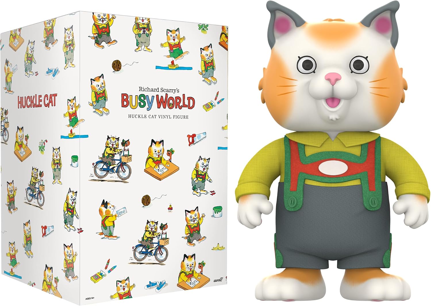 Super7 Supersize Richard Scarry Huckle Cat - 16' Richard Scarry Books Action Figure with Fabric Clothing Collectibles and Retro Toys
