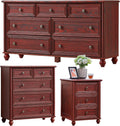 Farmhouse Dressers & Night Stand Set of 3, Wood 54' Wide 7 Drawer Dresser & 35.5'Tall Chest of Drawers, 18' with Charging Station Nightstand, Bedroom Furniture Dresser Set for Home Living Room Hallway