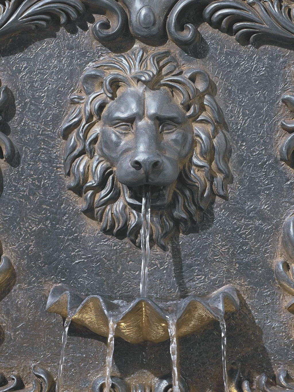 Royal Lion Acanthus 50' High Large Italian Indoor Outdoor Decor Faux Stone Floor Fountain with Light LED Statue Waterfall Water Feature for Outside Garden Patio Yard Backyard - John Timberland