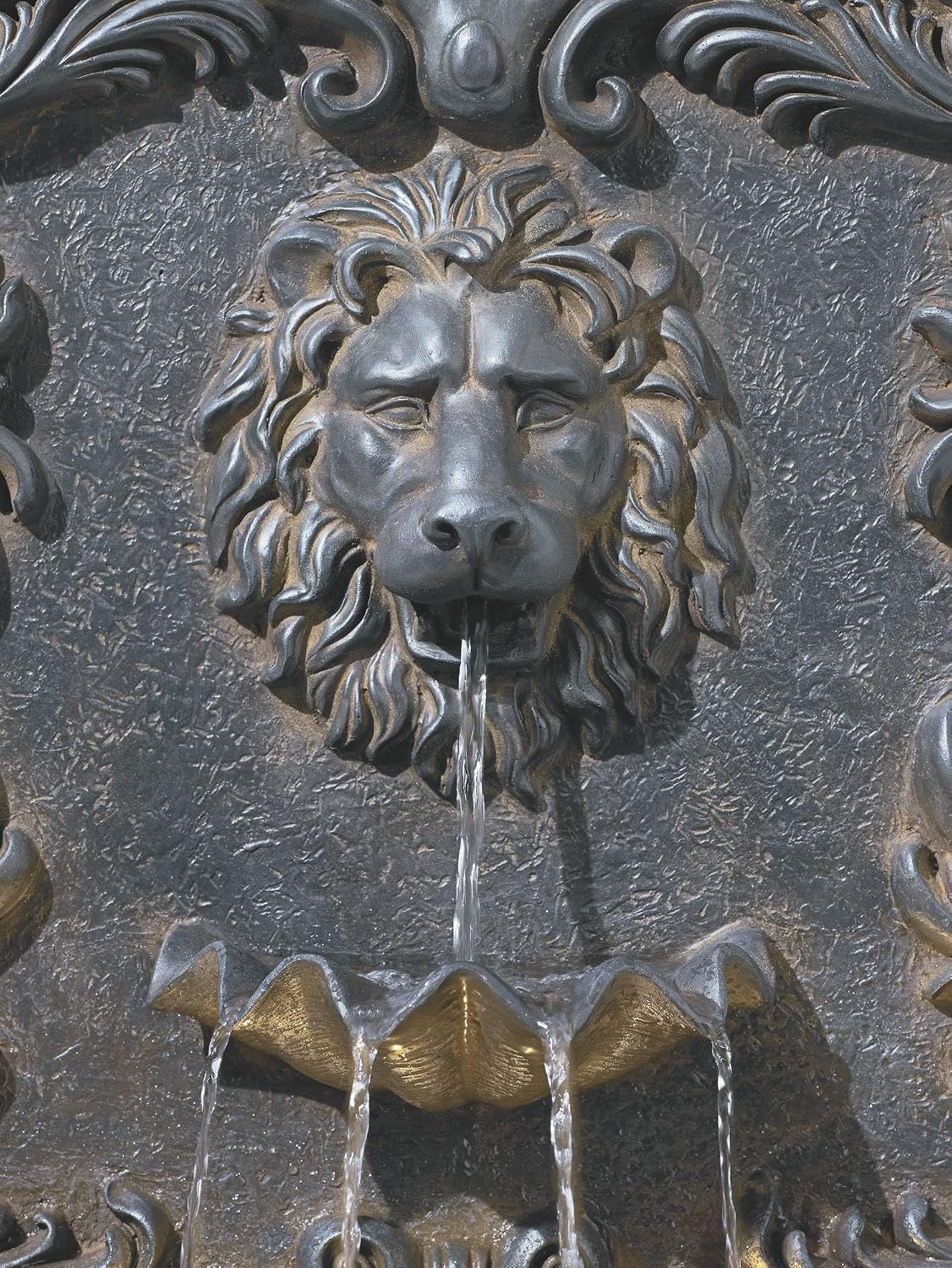 Royal Lion Acanthus 50' High Large Italian Indoor Outdoor Decor Faux Stone Floor Fountain with Light LED Statue Waterfall Water Feature for Outside Garden Patio Yard Backyard - John Timberland