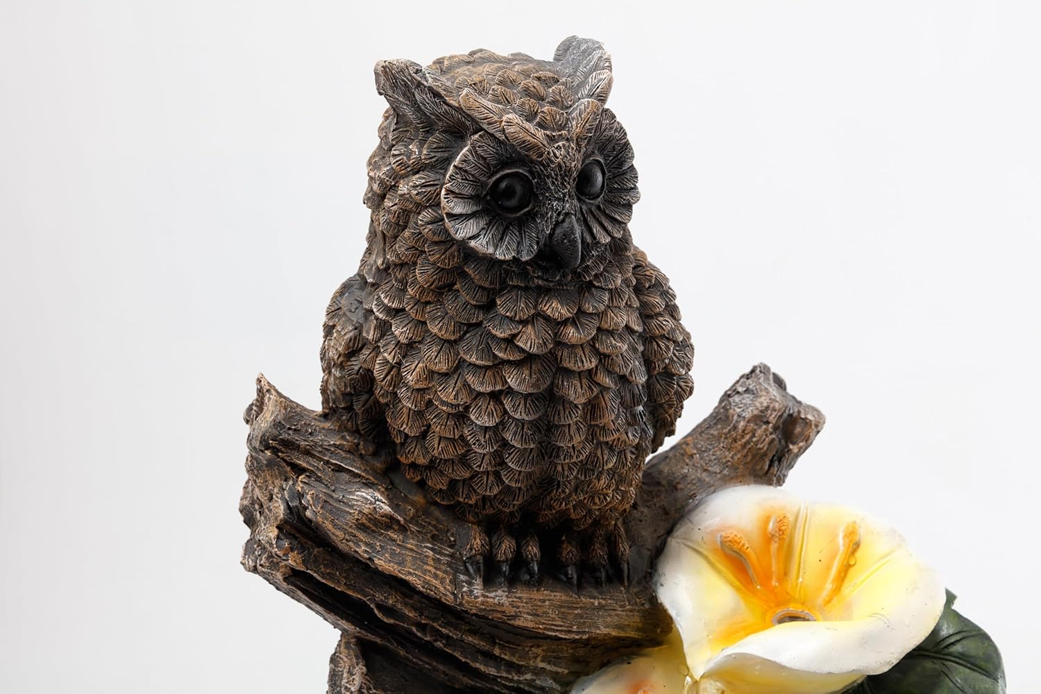 28' Outdoor Water Fountain with Led Lights, 4-Tiered Owl & Calla Lil Water Fountain, Outdoor Garden Waterfall Decor for Garden, Patio, Courtyard