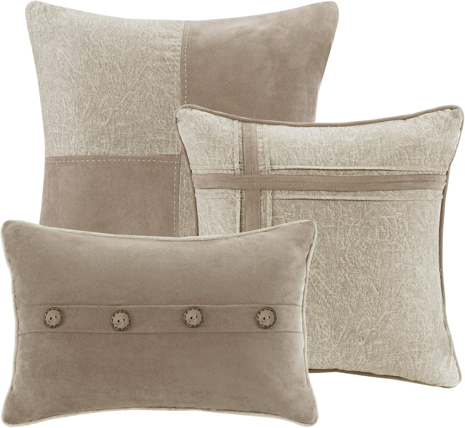 Madison Park Boone Cozy Comforter Set, Faux Suede, Deluxe Hotel Styling All Season Down Alternative Bedding Matching Shams, Decorative Pillow, King (104 in x 92 in), Rustic Tan 7 Piece