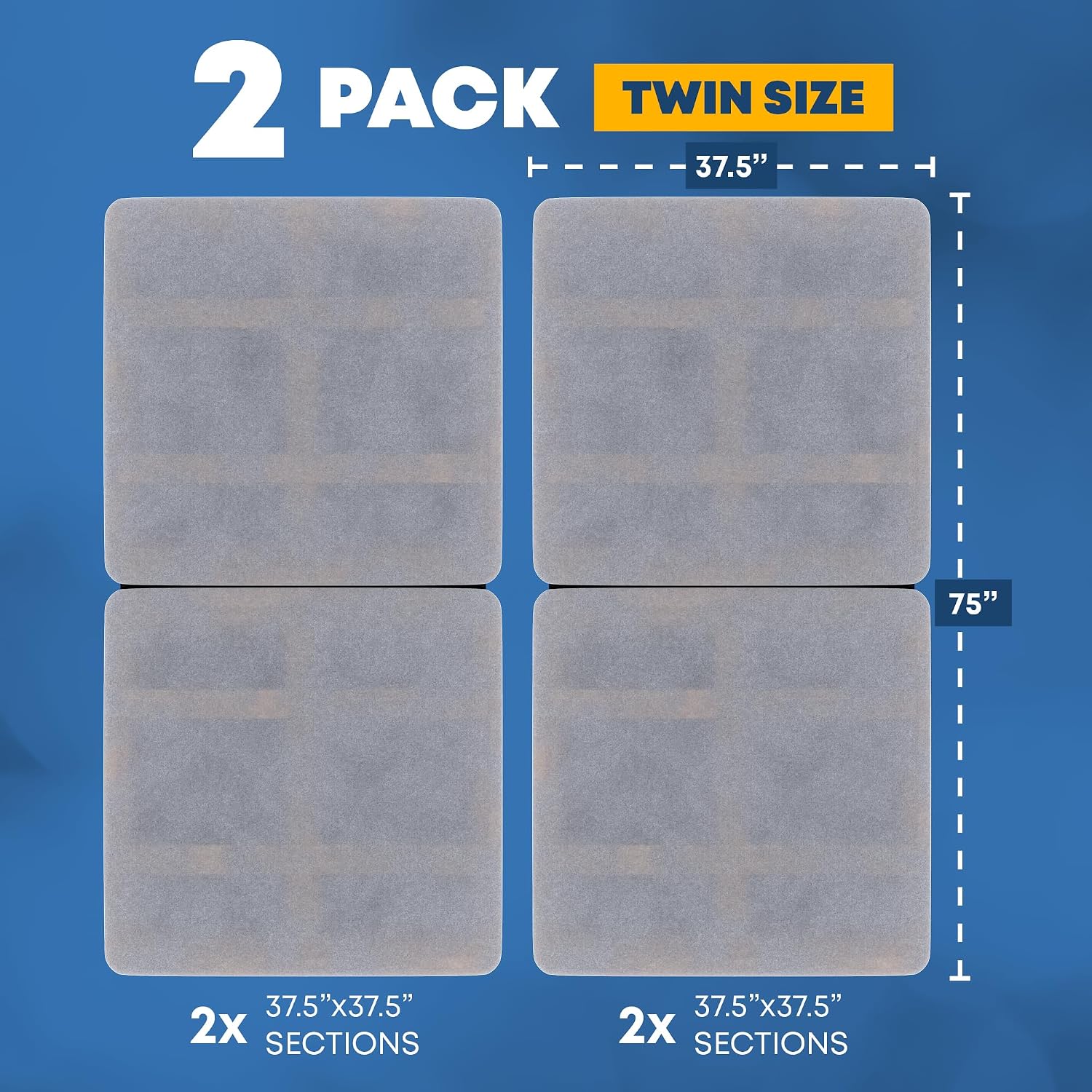 Greaton, Premium 38mm Split Wood Bunkie Board Twin Size Bed Frames - 2-Piece Under Mattress Support Board, Fully Assembled, Fabric Ventilation Cover - Replaces Wooden Slats or Box Spring(Pack of 2)