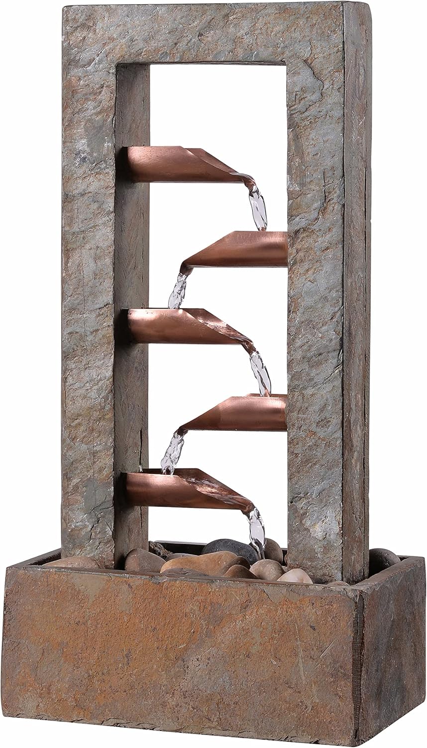 Kenroy Home Spillway Rustic Indoor Table Fountain, Slate and Copper, 19 Inch Height, 10 Inch Width, 6 Inch Depth