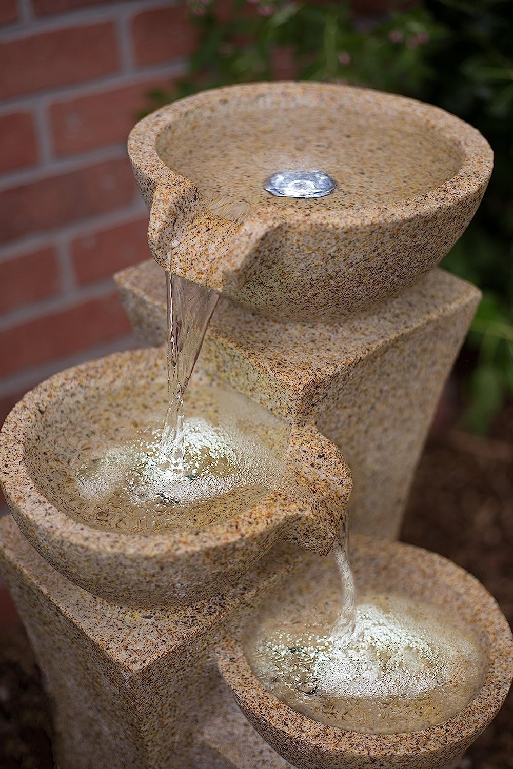 Veneto - 26' Three Bowl Cascading Waterfall Rock Fountain with LEDs
