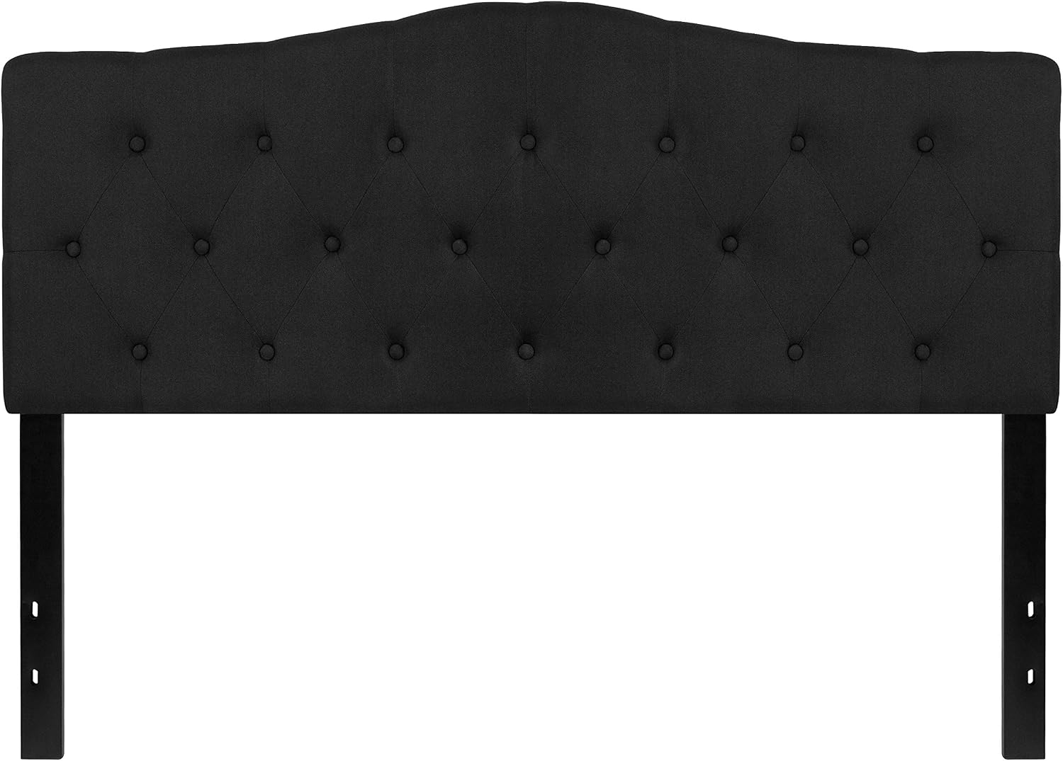 EMMA + OLIVER Tufted Upholstered Queen Size Headboard in Black Fabric