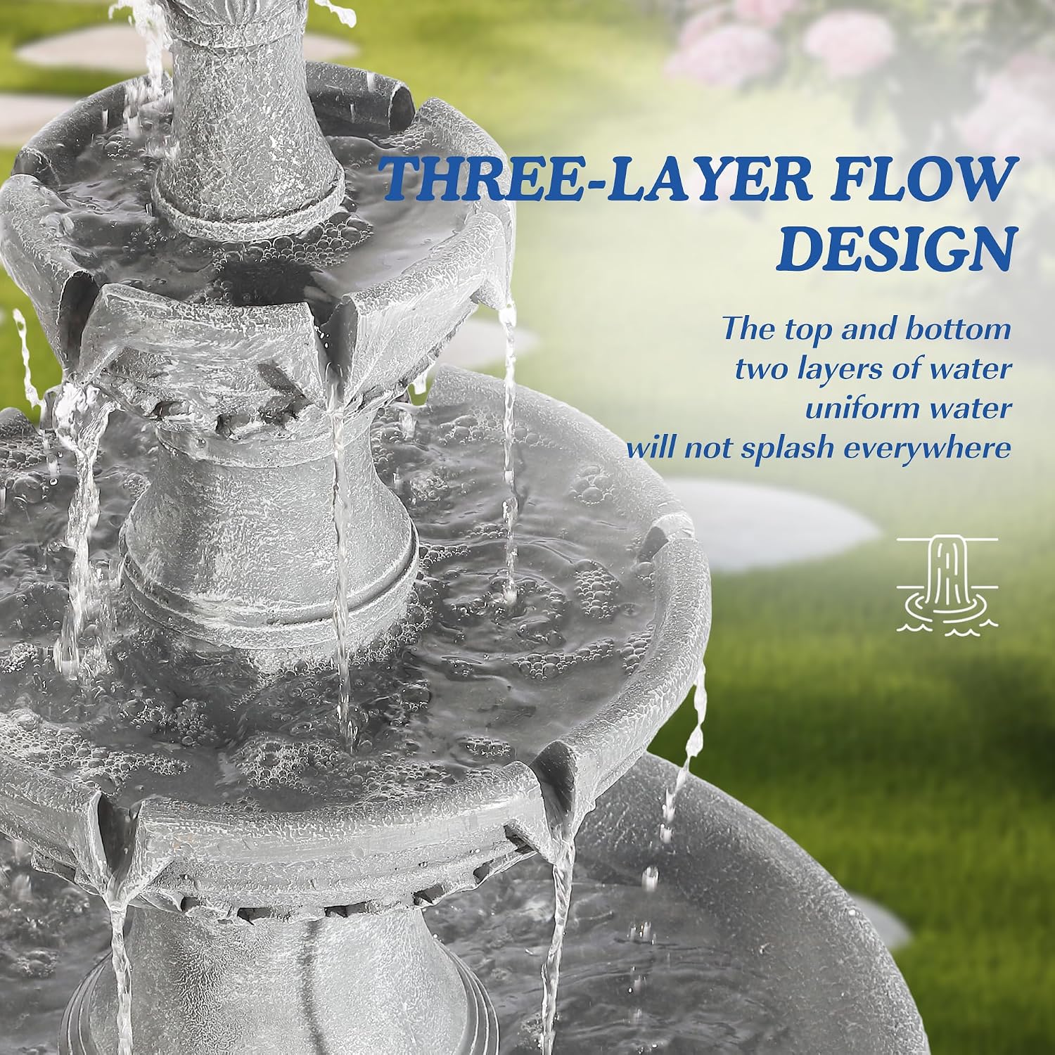 Italian Outdoor Water Fountains Garden Decor - 48.4''H Fountains and Waterfalls Outside, Large Cascading Indoor Floor-Standing Resin Bubbler Fountain Features W/Pump for Patio and Yard