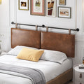 Queen Size Headboard, Wall Mounted Hanging Upholstered Bed Headboard with Modern Design Faux Leather Padded Headboards Ideal for Bedroom (Brown Leather, Queen
