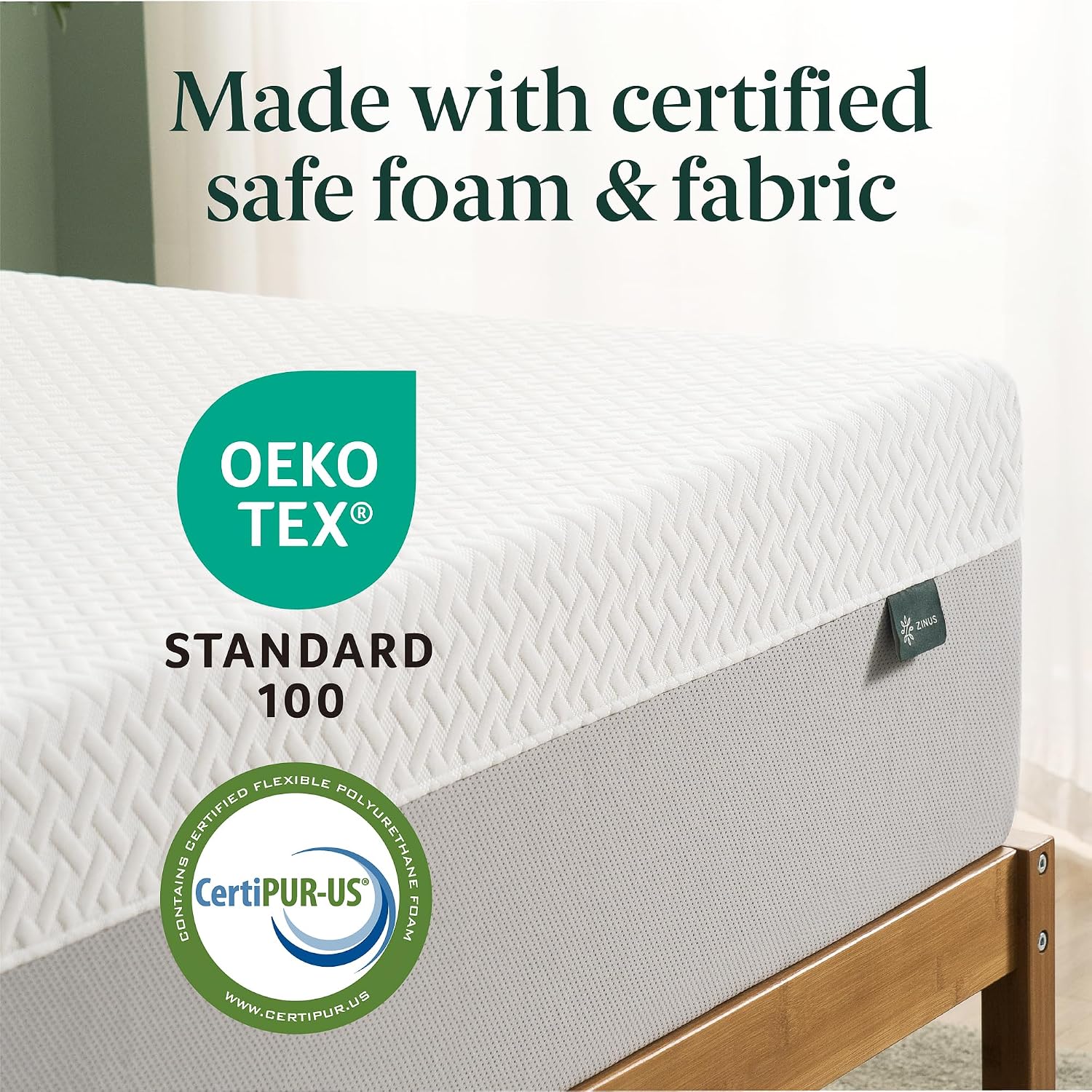 Zinus 10 Inch Green Tea Essential Memory Foam Mattress [New Version], Twin, Fiberglass Free, Medium Feel, Breathable Airflow Memory Foam, Certified Safe Foams & Fabric, Mattress in A Box