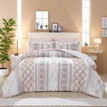 MOVE OVER Beige Tufted Comforter Set King Size 7 Pieces Boho Chic Farmhouse Bedding Set Bohemian Aztec Comforter Set and Sheet Set Modern Style Tufted Bedding Set for All Seasons
