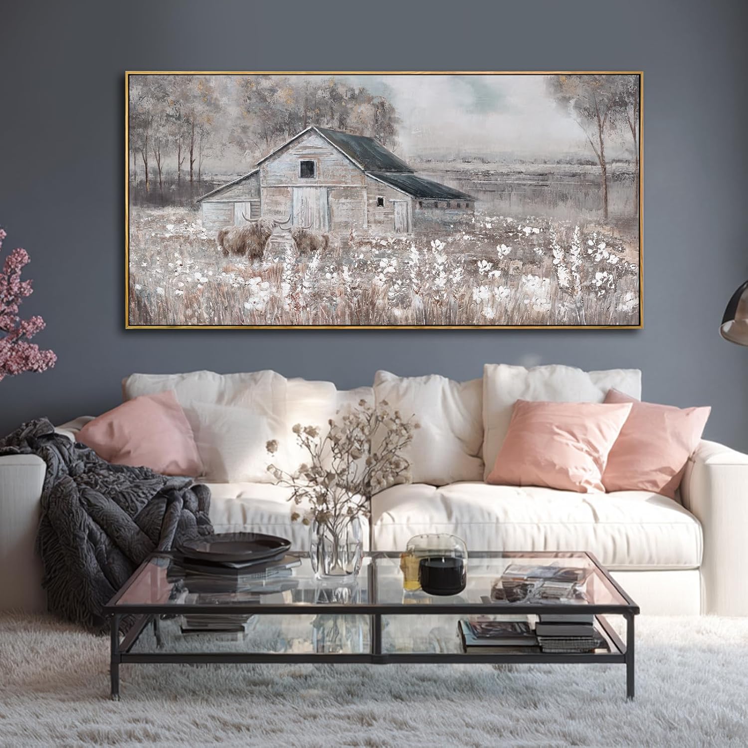 SDYA Animal Canvas Wall Decor Tree Wall Art Flower Poster Printing 24'x48' Pictures for Office Bedroom Artwork for Wall Over Bed