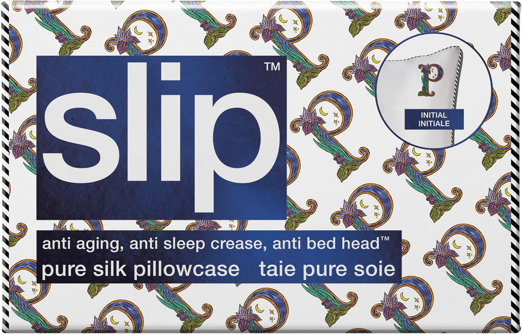 slip The Original Queen Pure Silk Pillow Case - 100% Pure 22 Momme Mulberry Silk - Queen Standard Size - Anti-Aging, Anti-BedHead, Anti-Sleep Crease, Initial Collection: Letter P (20' x 30')
