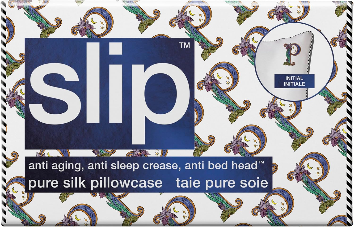slip The Original Queen Pure Silk Pillow Case - 100% Pure 22 Momme Mulberry Silk - Queen Standard Size - Anti-Aging, Anti-BedHead, Anti-Sleep Crease, Initial Collection: Letter P (20' x 30')