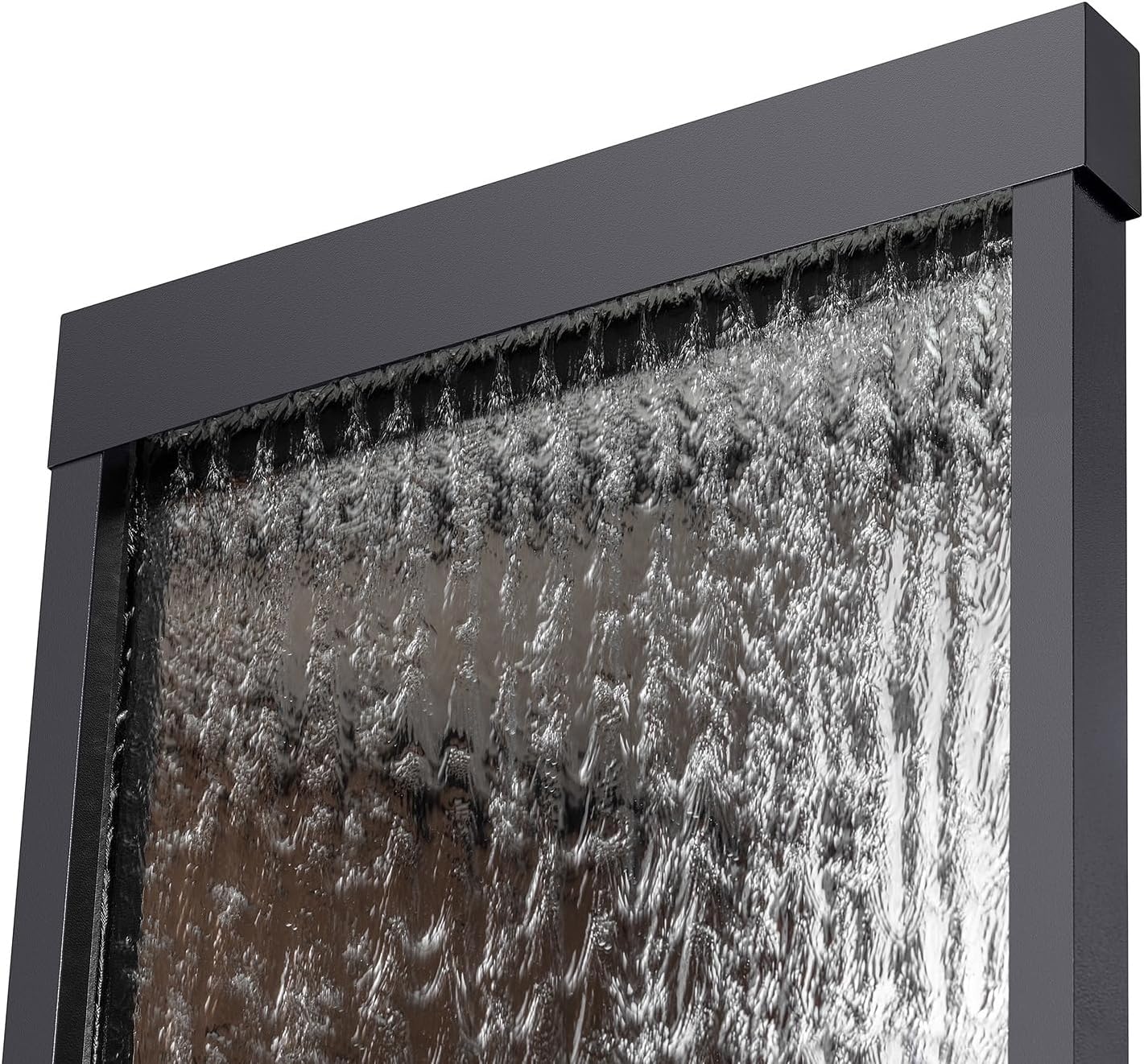 Alpine Corporation Mirror Waterfall Fountain with Stones and Lights - Zen Indoor/Outdoor Decor for Office, Living Room, Patio, Entryway - 72 Inches