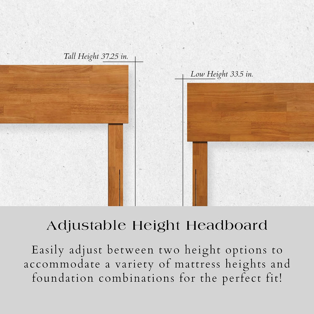 AFI, Orlando Queen Adjustable Modern Solid Wood Panel Headboard, Light Toffee