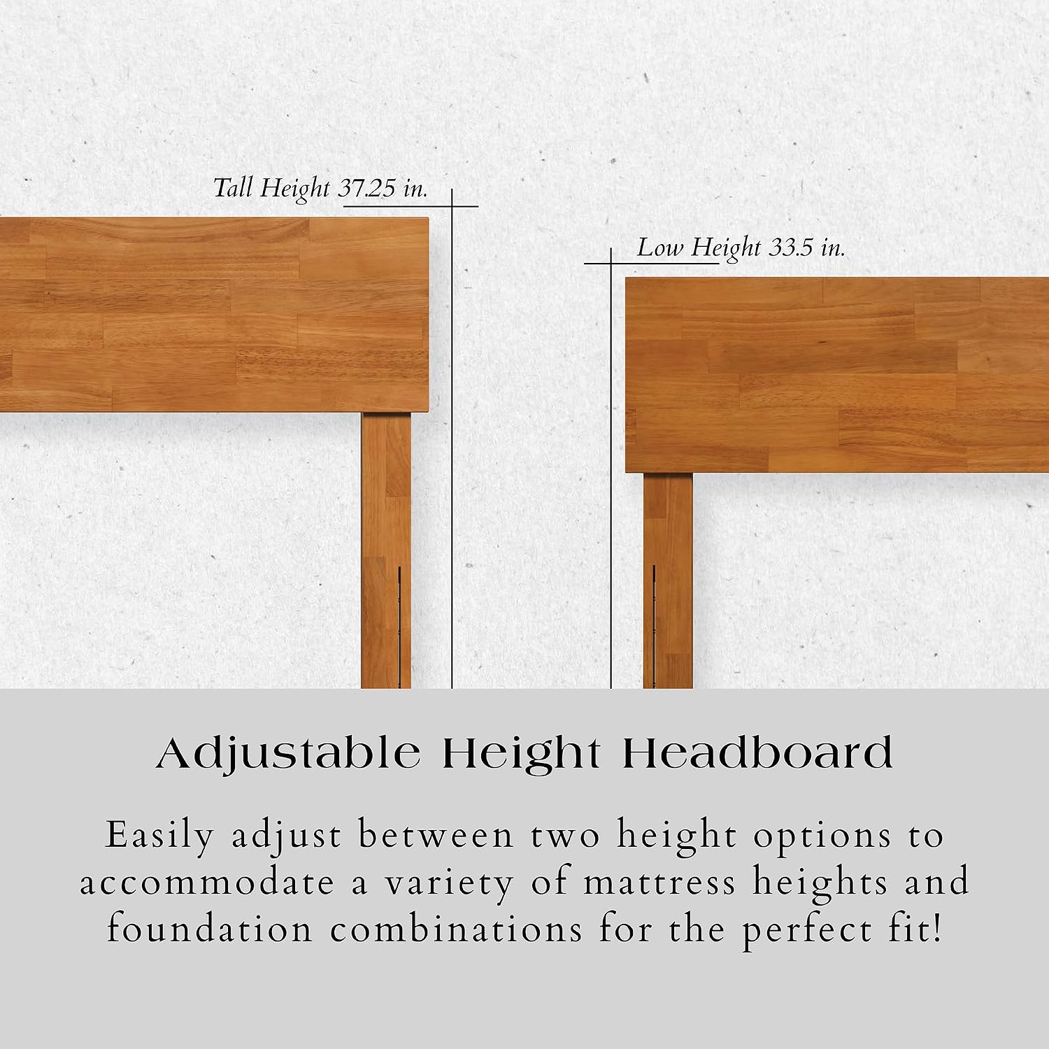 AFI, Orlando Queen Adjustable Modern Solid Wood Panel Headboard, Light Toffee