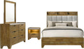 Coaster Home Furnishings - Henderson - Wood - 4-Piece Bedroom Set with Bookcase Headboard, USB Charging and Rustic Style - Bedroom - Eastern King Size - Medium Oak - 222971KE-S4
