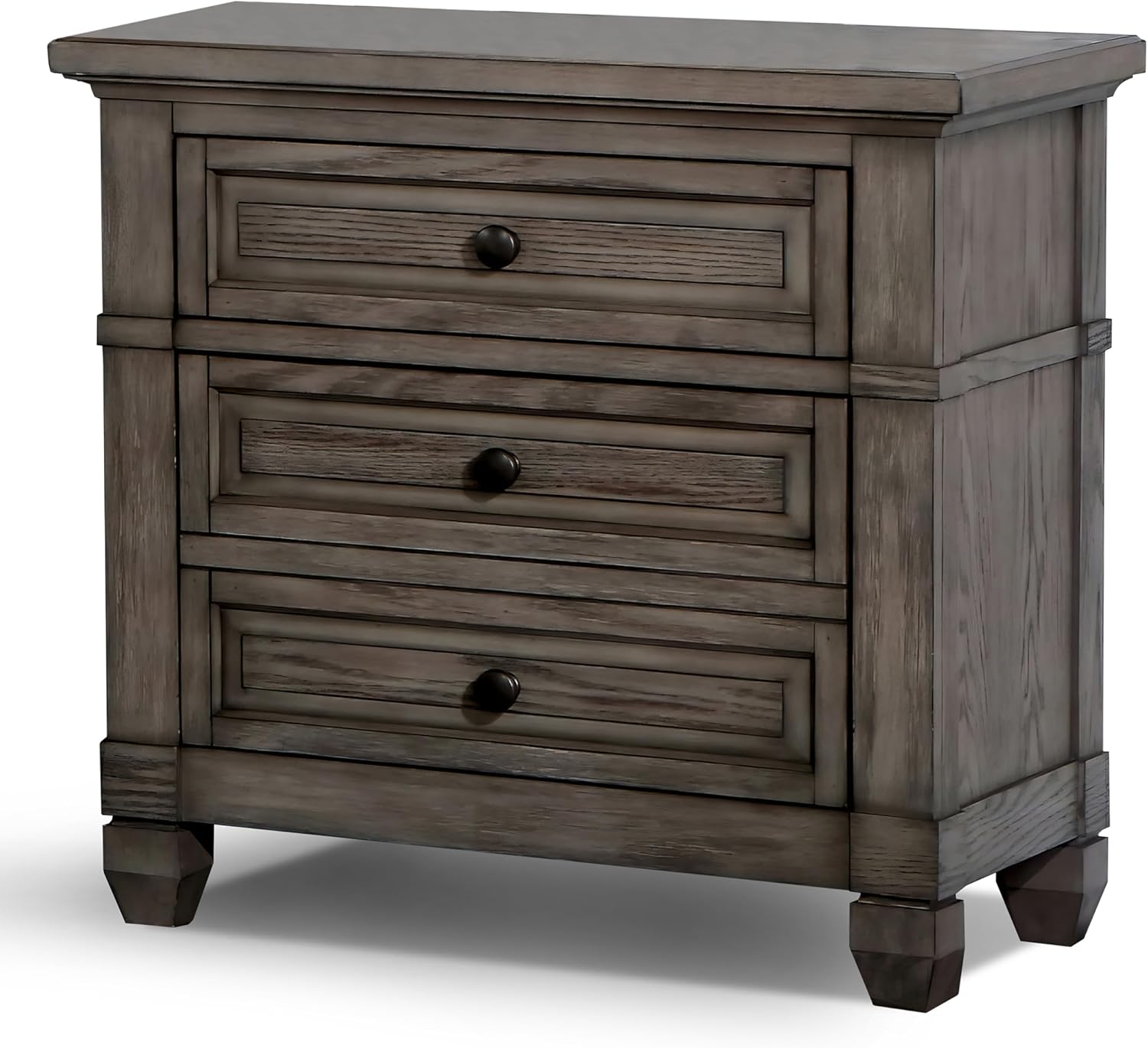 Furniture of America Xephyr Solid Wood 5-Piece Bedroom Set, Queen-Size Bed with Footboard Drawers, Felt-Lined Top & Ball-Bearing Glides, USB Port on Nightstand, Box Spring Required, Warm Gray