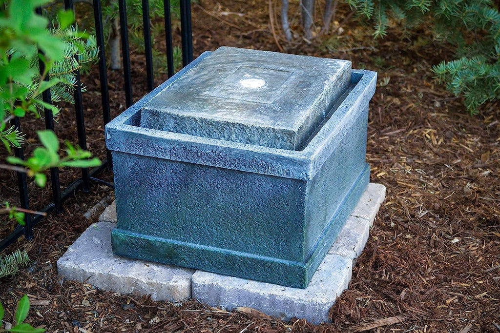 19' Stone Chest Fountain and Birdbath with LED Lights