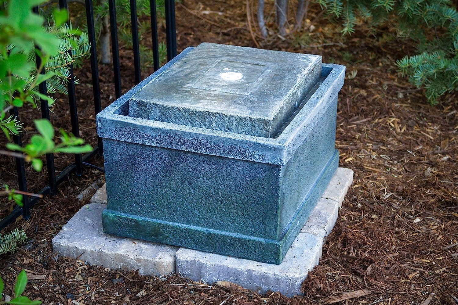 19' Stone Chest Fountain and Birdbath with LED Lights