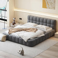 Merax Queen Size Upholstered Platform Bed Frame for Boys Girls Kids Adults Toddler with Thick Fabric, Grounded Bed with Solid Frame, Gray