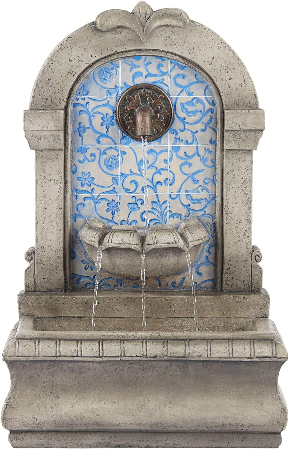 Manhasset 30 1/4' High Large Italian Outdoor Decor Blue Faux Stone Floor Fountain Standing Waterfall Tiered Cascading Water Feature for Outside Garden Patio Yard Backyard Porch Deck - John Timberland