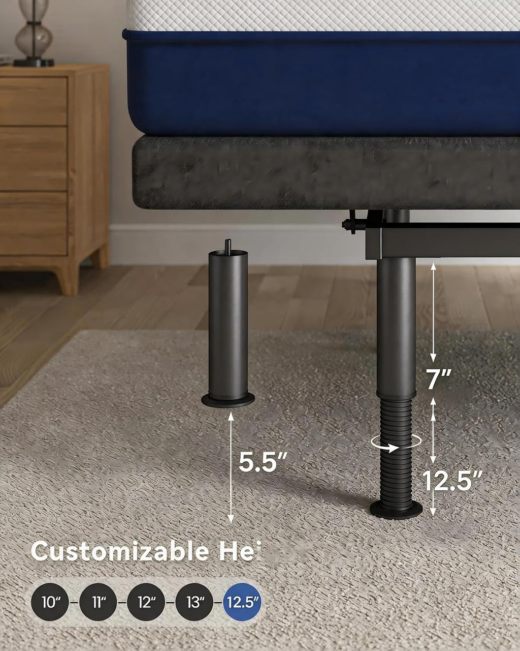 Full Size Adjustable Bed Frame with Massage & Zero Gravity - Electric Bed Frame with Remote, USB Charging, LED Night Light, 7.5-12.5' Adjustable Height, 900LBS Capacity, Quiet Motor