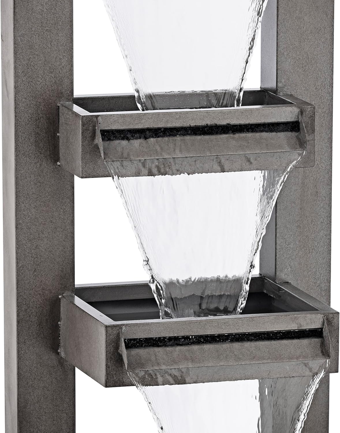 Alpine Corporation 43' Tall Multi-Tier Waterfall Fountain - Industrial Style Water Feature for Garden, Patio, Yard, Backyard, Relaxing Water Flow, and Serene Landscaping, Gray